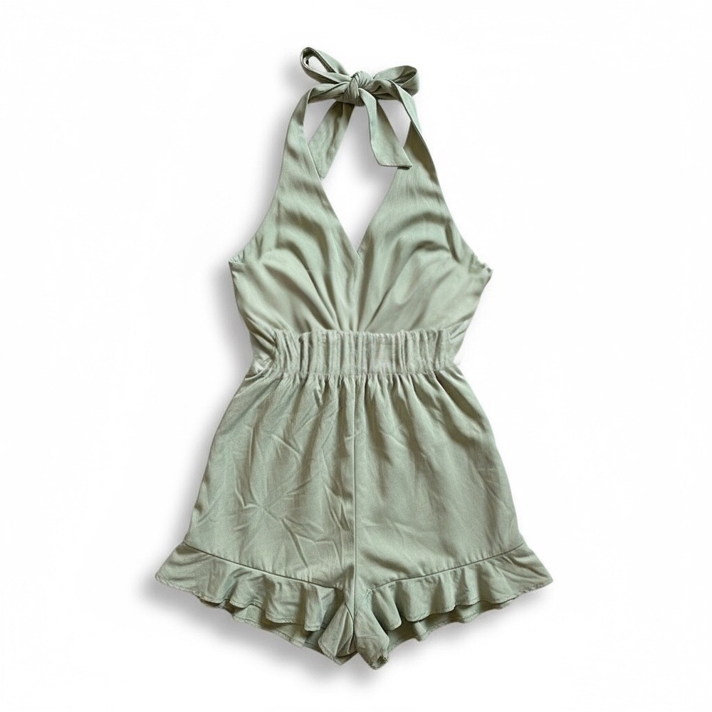 Blue Rain Cream Halter Jumpsuit - Picture 3 of 5